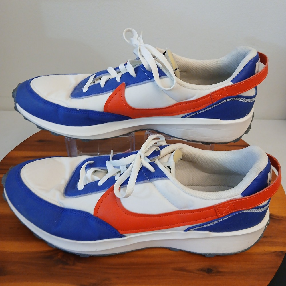 Nike Waffle Debut Mens 15 White Blue Orange Running Shoes Sneakers DV0527-001